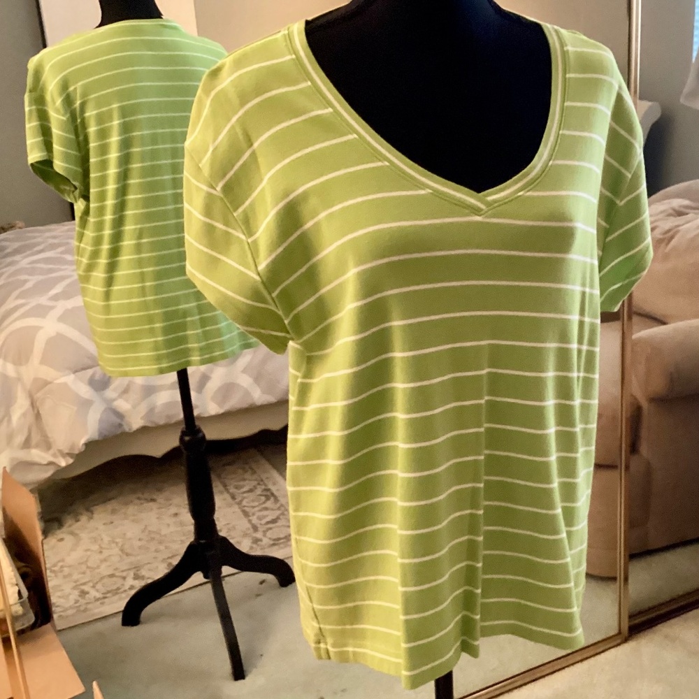 Lime green striped top